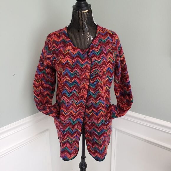 OVERSIZED XS chevron woven sweater jacket with pockets - Picture 5 of 15